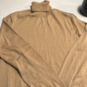 Tan 100% Merino wool suit supply tan turtleneck worn twice